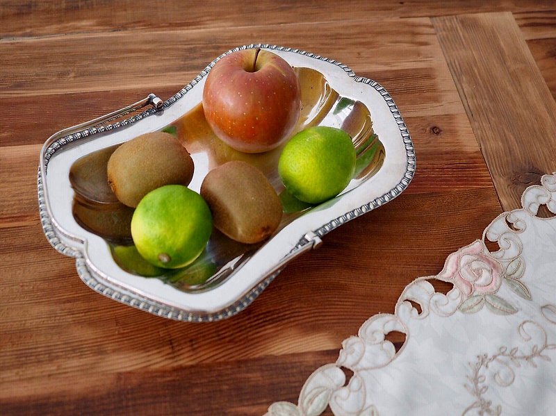 British silver antique fruit basket / basket - ของวางตกแต่ง - โลหะ 