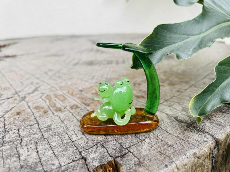 水晶玻璃 青蛙家族 母子 親子 荷葉 母親 孩子 - 擺飾/家飾品 - 琉璃 