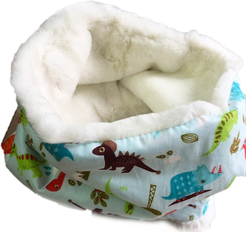 Multi-purpose hooded neck scarf in printed cotton fur, both sides can be used for children's version of Dino - Other - Cotton & Hemp 