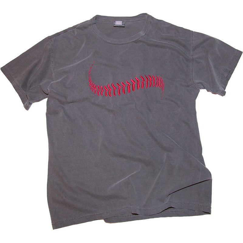 父の日のギフトに。野球のボール 刺しゅう Tシャツ　ユニセックスS〜XLサイズ　Tcollector - T 恤 - 棉．麻 灰色