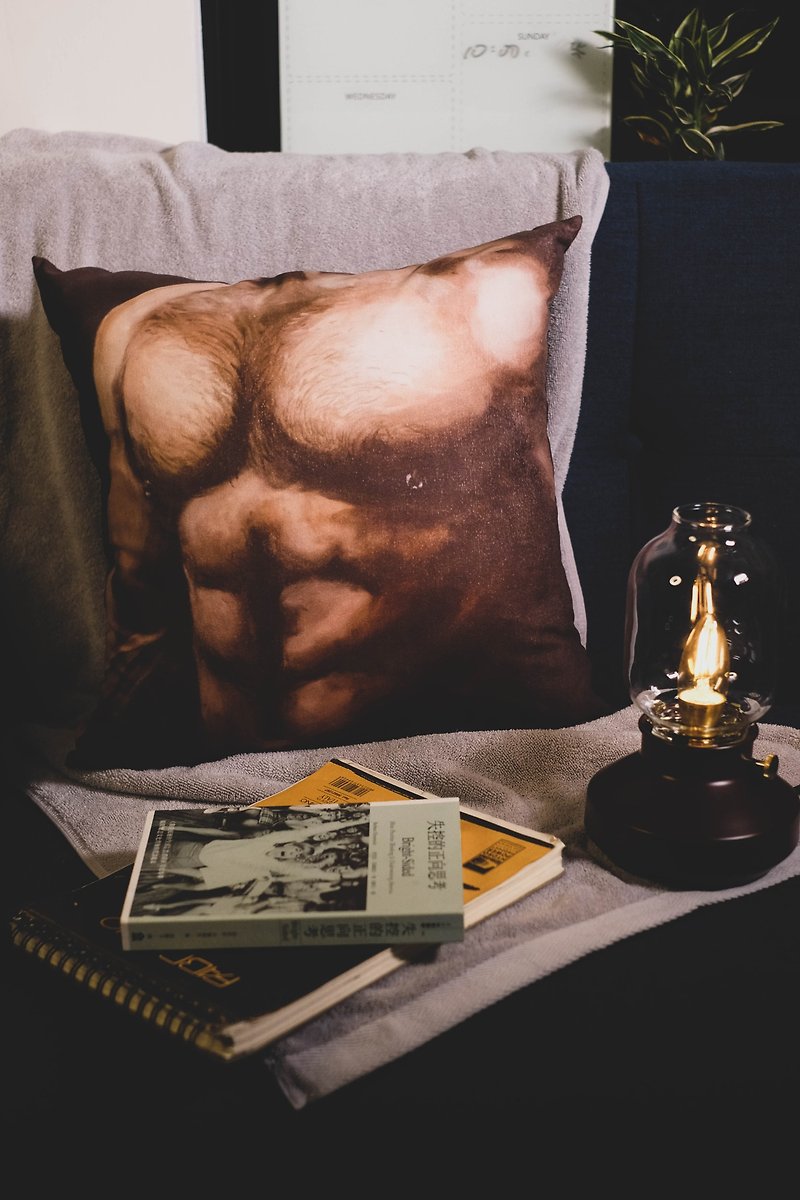 メンズ ボディ ペインティング ピロー - 筋肉質な男性へのギフトの第一選択 - 枕・クッション - コットン・麻 ブルー