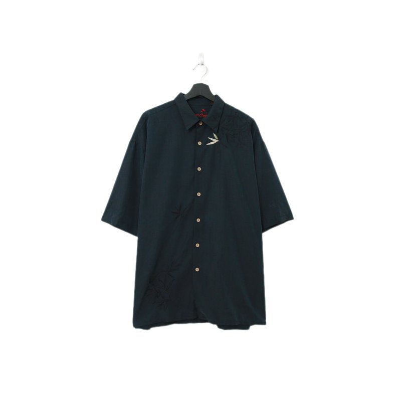 Back to Green-夏威夷襯衫 深淺竹葉 刺繡 ht-12/vintage shirts - 男襯衫/休閒襯衫 - 棉．麻 