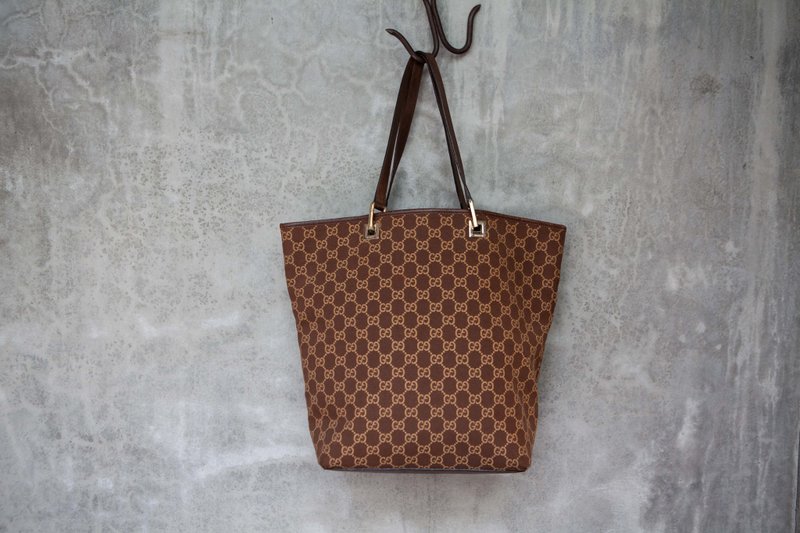 Niao Niao Department Store-Vintage GUCCI Brown Shoulder Bag - กระเป๋าถือ - ไฟเบอร์อื่นๆ 