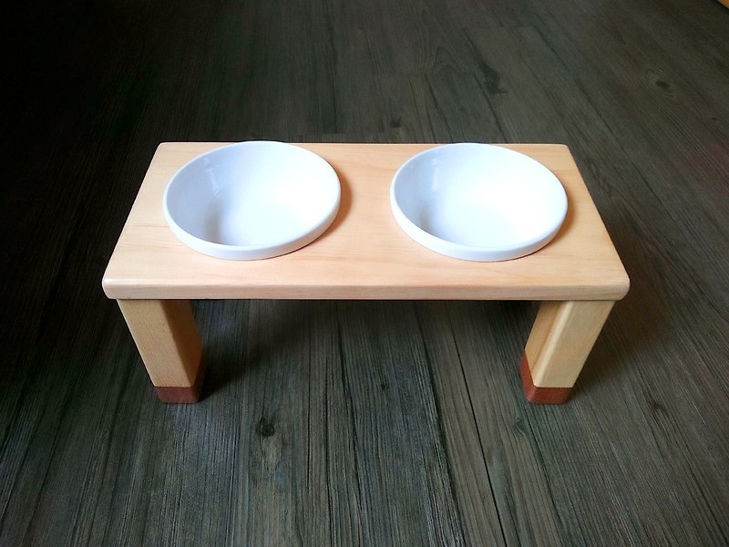 Hairy Kids Dining Table Series - "Just like this" Log Pet Table Dish - Pet Bowls - Wood Brown