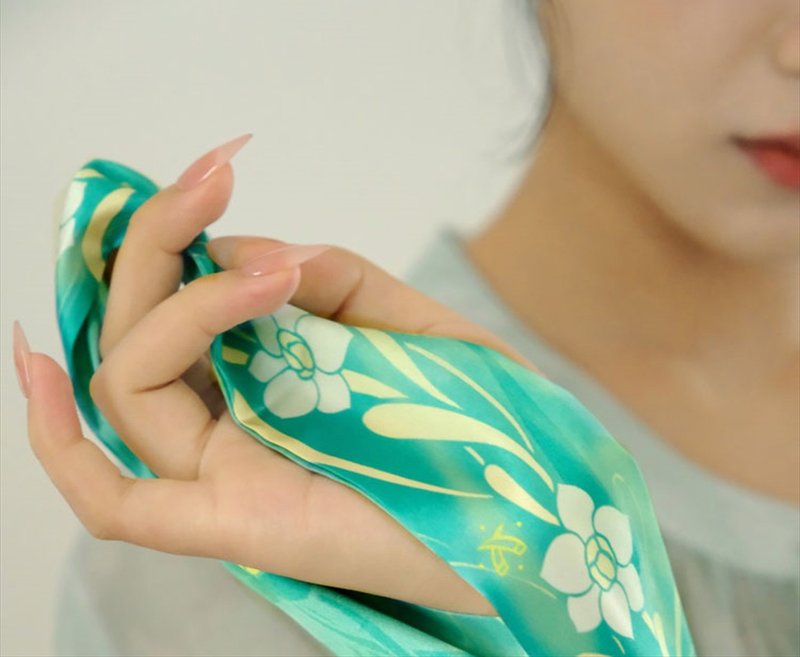 【 神仙骨水仙】新中式復古 漢服禮物絲巾 - 絲巾 - 聚酯纖維 多色