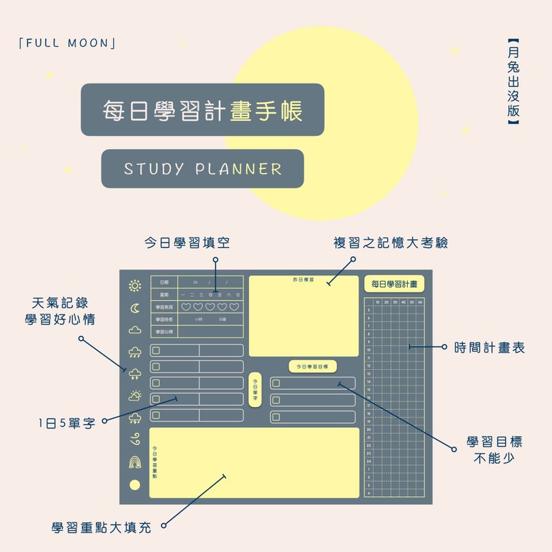 【電子手帳】每日學習計畫手帳 |  無時效性 | 適用GOODNOTES - 電子手帳及素材 - 其他材質 