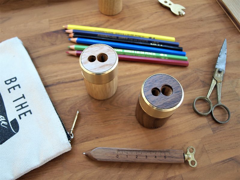 Unic timber lid Bronze pin sharpener - Pen & Pencil Holders - Wood Brown