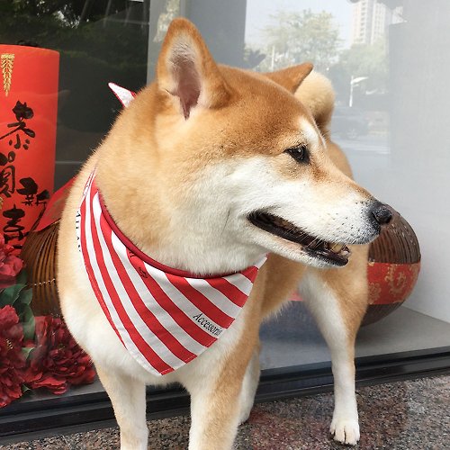 犬専用スカーフ-カスタマイズ（中型犬）-赤と白のストライプ