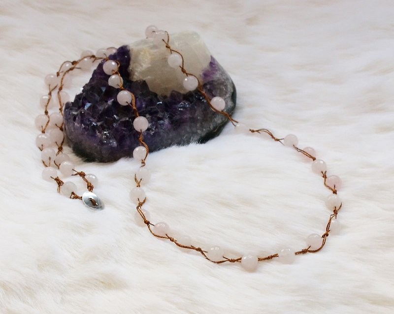 Hand crocheted multi function semi precious stone necklaces - Necklaces - Semi-Precious Stones Pink