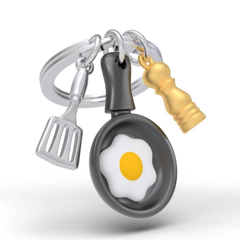 【Metalmorphose】MTM Poached Egg Keychain Gift/Food Shape/Pocket Food - ที่ห้อยกุญแจ - วัสดุอื่นๆ ขาว