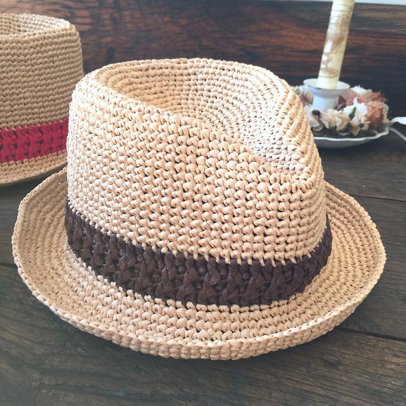 Hand-knit hats for the whole family / paper Rafi straw hat / cap gentleman "Daddy section" Handmade〗 〖crazy hopscotch - Hats & Caps - Paper 