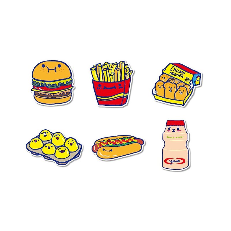 Waterproof stickers-delicious fast food - สติกเกอร์ - วัสดุกันนำ้ สีส้ม