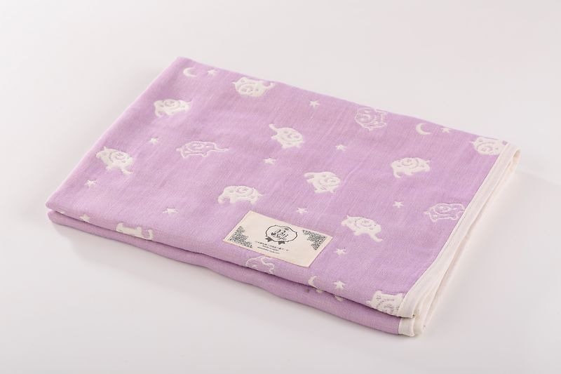 【日本製三河木綿】六重紗布被許願星星晚安象(限定紫)S號 - 其他 - 棉．麻 