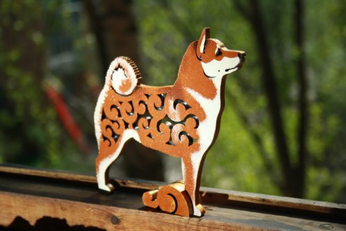 木でできた彫像柴犬の置物 - ショップ ArtDogs 置物 - Pinkoi