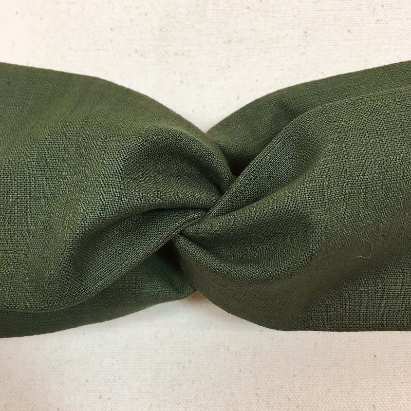 Mr.Tie 獨家設計 手工縫製 玫瑰髮帶 Rose Hairband 007 - 髮夾/髮飾 - 棉．麻 綠色