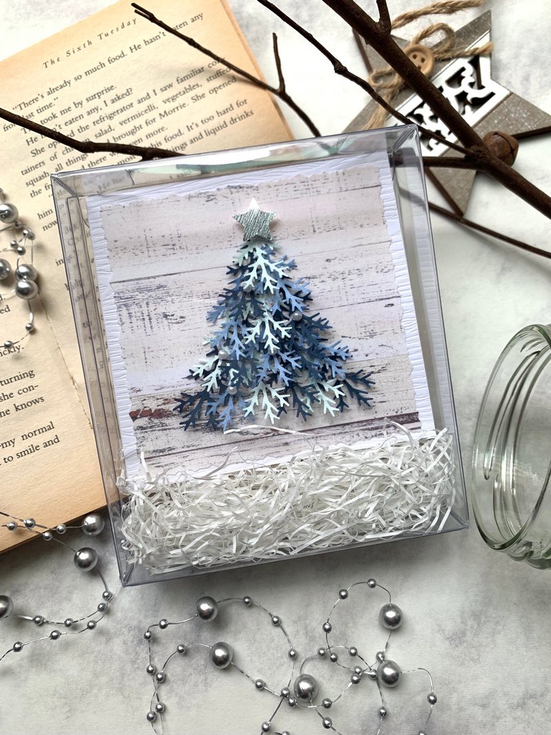 聖誕卡片Christmas Card_盒裝小樹_藍色 - 卡片/明信片 - 紙 藍色