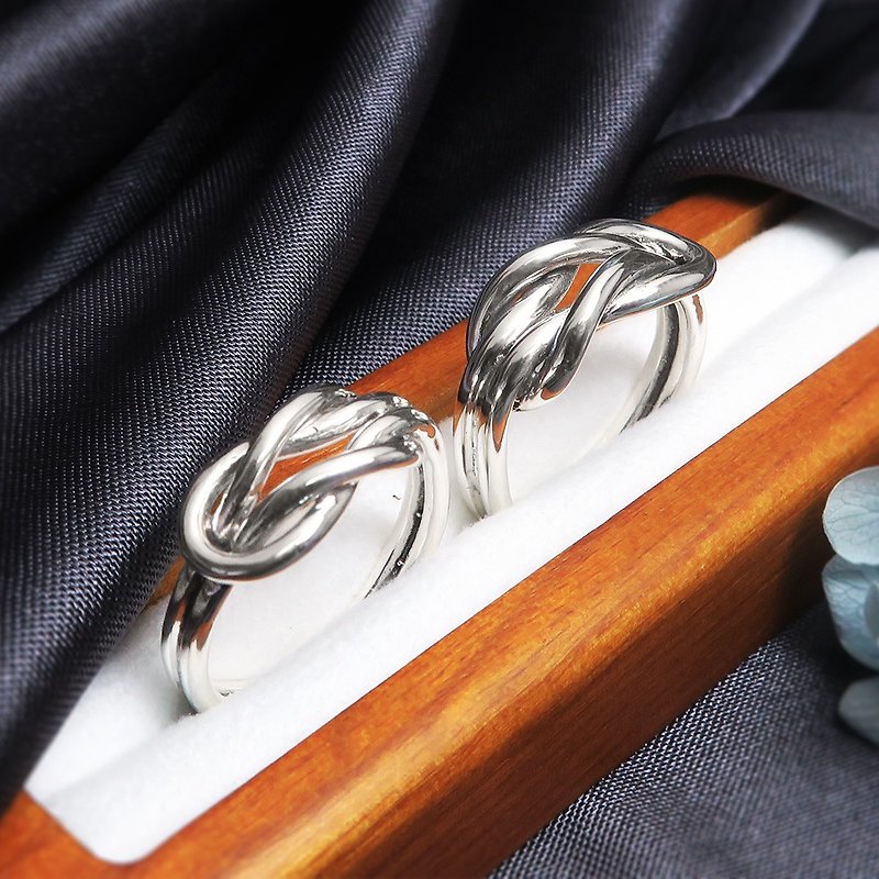 Forever Knot Flat Pair Ring Set [Classic Edition Widened Version] Couple Style Sterling Silver Ring Couple Ring Set - แหวนคู่ - เงินแท้ สีเงิน