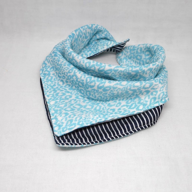 Japanese Handmade 6-layer-gauze Baby Bib - 圍兜/口水巾 - 棉．麻 藍色