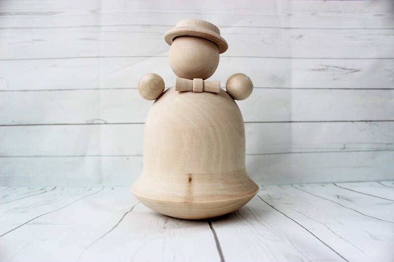 musical instrument for kids, Roly poly in a hat - shaker rattle montessori toy - Kids' Toys - Wood Brown
