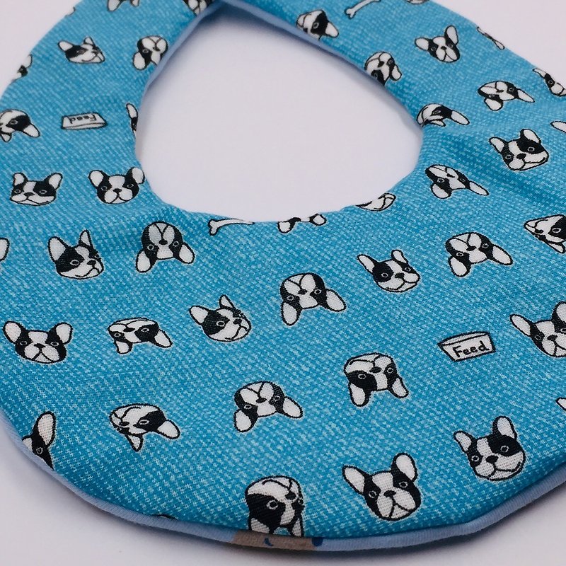 Dog bone bib double yarn saliva towel Mi Yueli - ผ้ากันเปื้อน - ผ้าฝ้าย/ผ้าลินิน สีน้ำเงิน