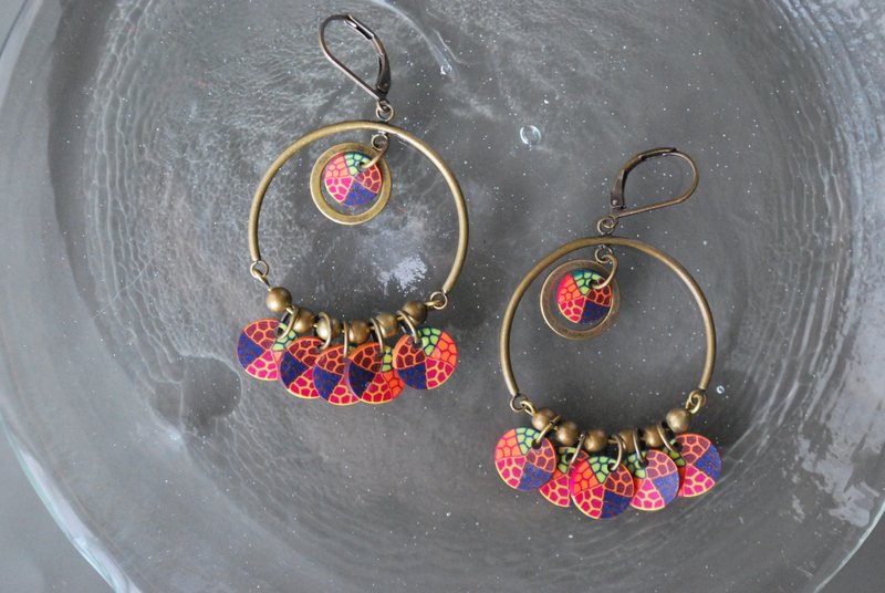 Large pierced earrings and Clip-On - Earrings & Clip-ons - Clay Multicolor