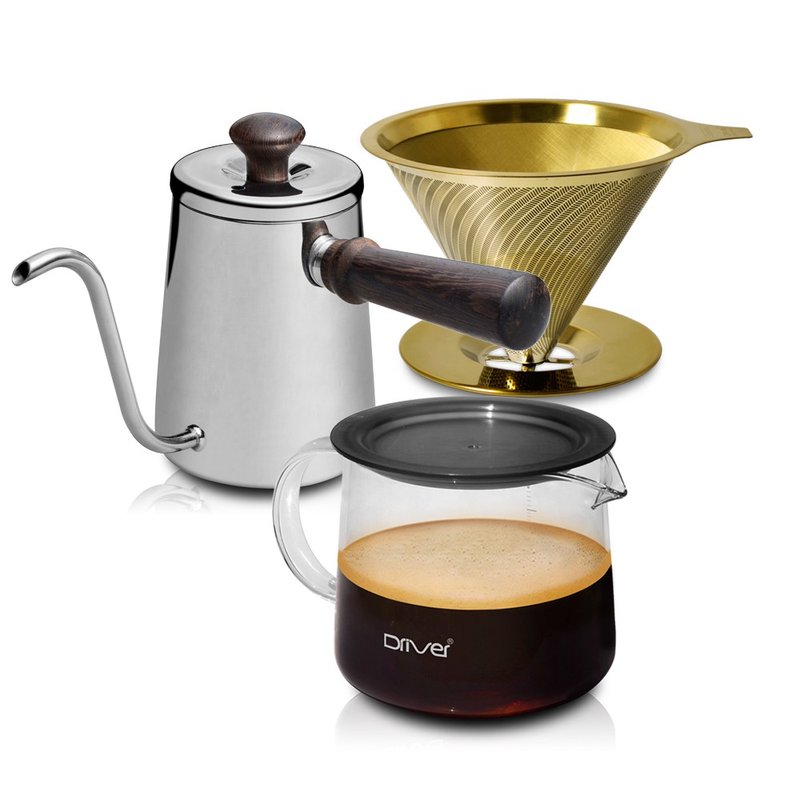 Driver Exclusive Time Hand-brewed Coffee Maker Set - Coffee Pots & Accessories - Stainless Steel White