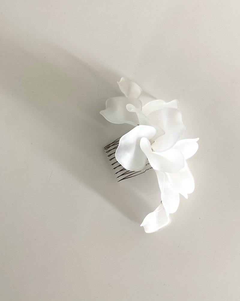 Peony Hair Comb - Hair Accessories - Other Metals White