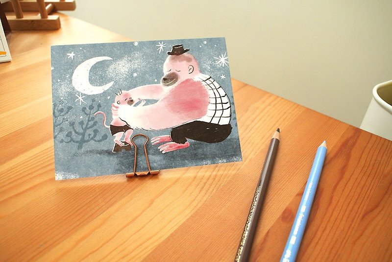 Postcard-Good Night Monkey - การ์ด/โปสการ์ด - กระดาษ สึชมพู