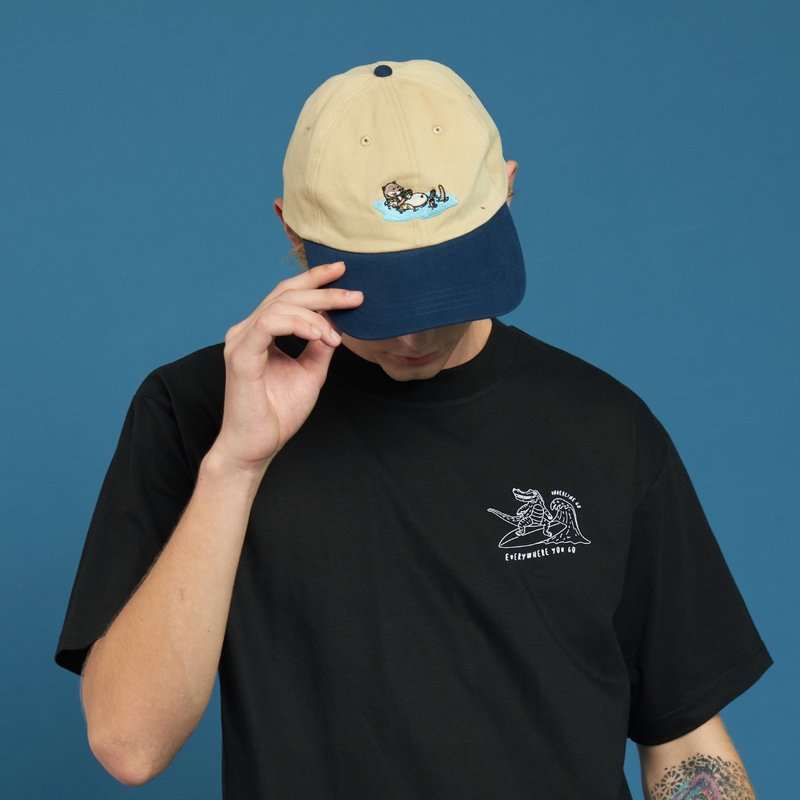 Otter relax embroidery two tone cotton cap / Daily use - หมวก - ผ้าฝ้าย/ผ้าลินิน สีกากี