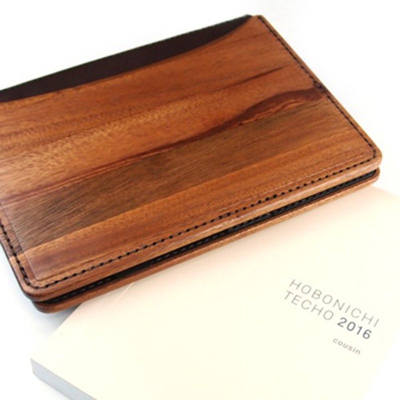 Wood and Leather Cover for Hobonichi Cousin & A5 Planners - สมุดบันทึก/สมุดปฏิทิน - ไม้ 