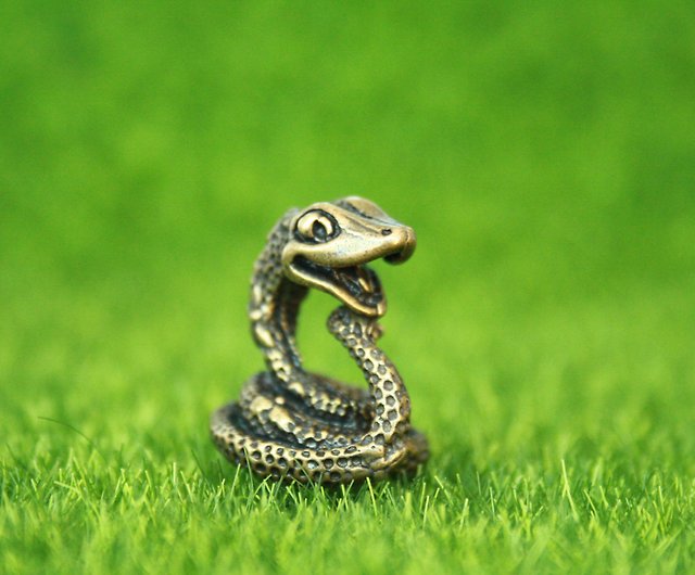 Python, boa - mini statuette snake of bronze, metal figurine