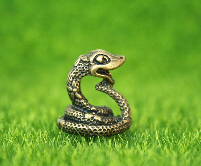 Python, boa - mini statuette snake of bronze, metal figurine