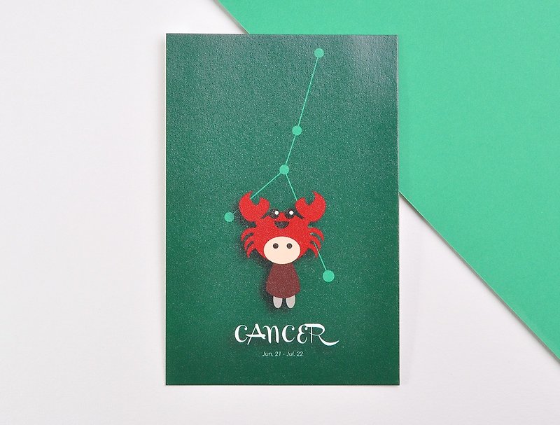十二星座生日卡明信片 - 巨蟹座 - 心意卡/卡片 - 紙 綠色