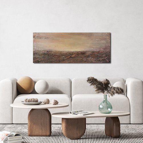 Anastacia Gaikova. Texture paintings Horizontal abstract painting from the artist, a landscape in brown earthy shades