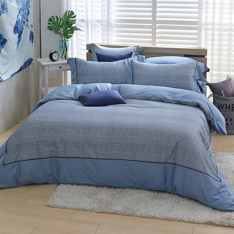 (Extra large) Moonlight - Blue hand tie - High quality 60 cotton dual-use bedding package four-piece group [6*7 feet] - Bedding - Cotton & Hemp Blue