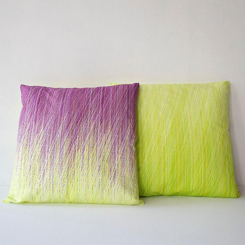 Cushion Cover_Purple × Yellow green - Pillows & Cushions - Cotton & Hemp Purple