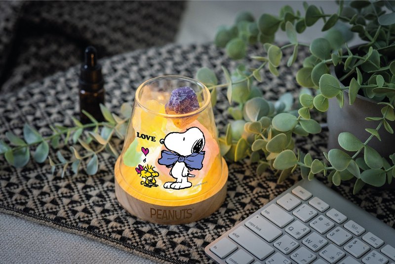 史努比天然水晶擴箱燈座禮盒 - 香氛/精油/擴香 - 水晶 多色