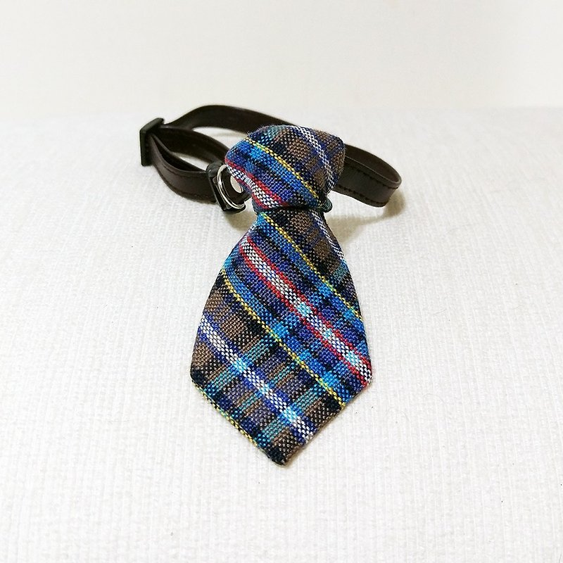 Ella Wang Design Tie Pet Collar Ties Cat and Dog Gray Checks Gentleman Christmas - Collars & Leashes - Cotton & Hemp Gray