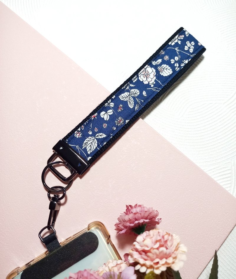 Mobile phone lanyard/key ring/wrist strap/lanyard/lanyard (blue garden) - Lanyards & Straps - Cotton & Hemp Multicolor