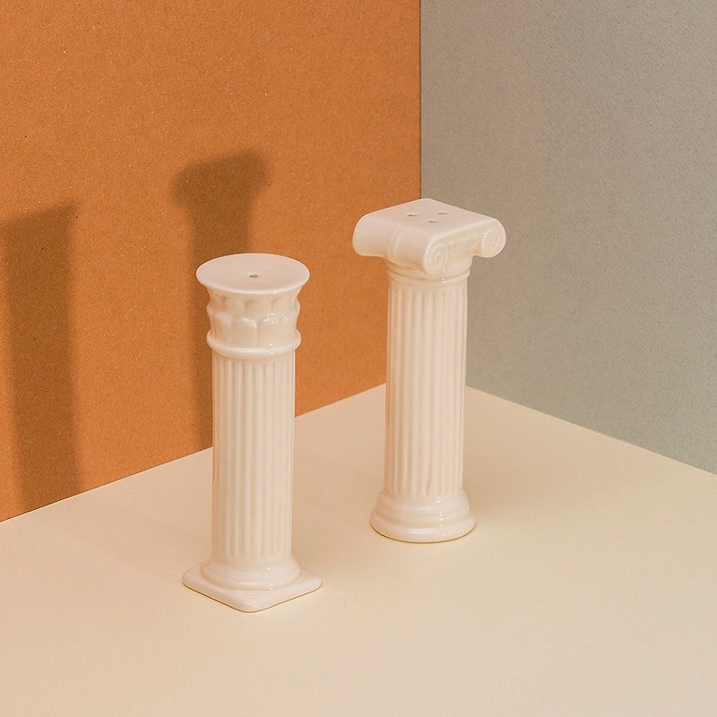 DOIY Roman Column Pepper Salt Shaker Set - Food Storage - Pottery White