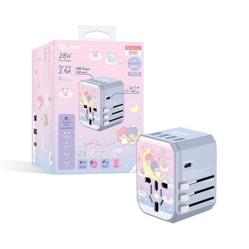 XPower x Little Twin Stars TA5C 28W Type-C+USB Travel Charging Adapter - อุปกรณ์เสริมอื่น ๆ - โลหะ สีม่วง