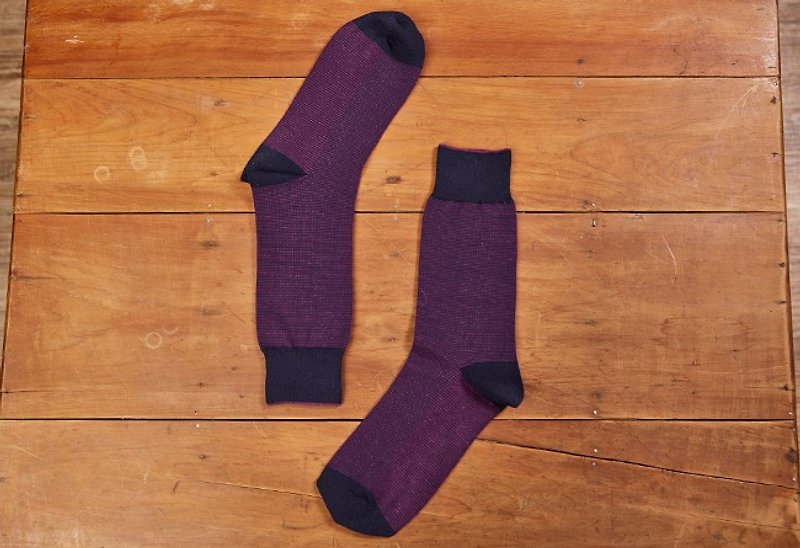 Lin Guoliang Bird's Eye Textured Gentleman's Socks Grape Purple - Dress Socks - Cotton & Hemp Purple