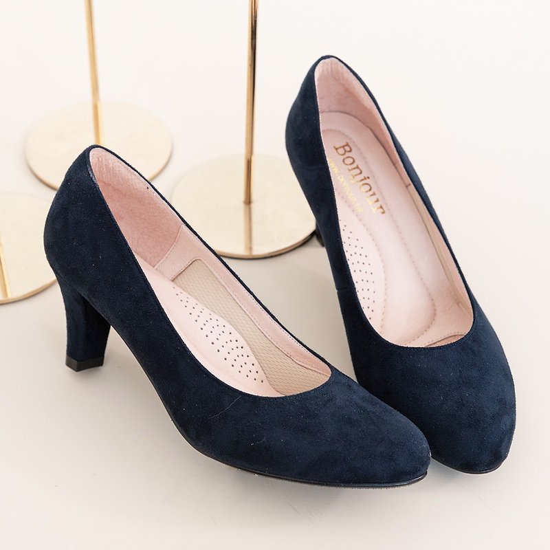 High Standard 6.5cm Pointy Toe Silent Heels - High Heels - Faux Leather Blue