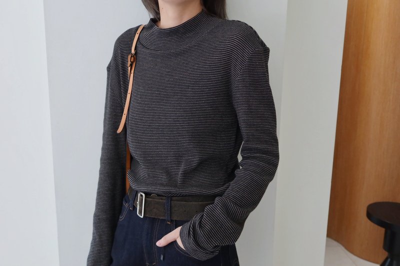 高領全棉條紋打底衫 I Roll neck cotton stripe - 女毛衣/針織衫 - 棉．麻 