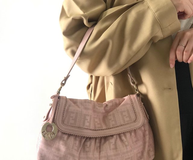 バッグ Vintage Fendi Unborn Carf Shoulder Bag Vintage Y2K Fendi Plastic Covered Zucca FF Logo Shoulder Bag