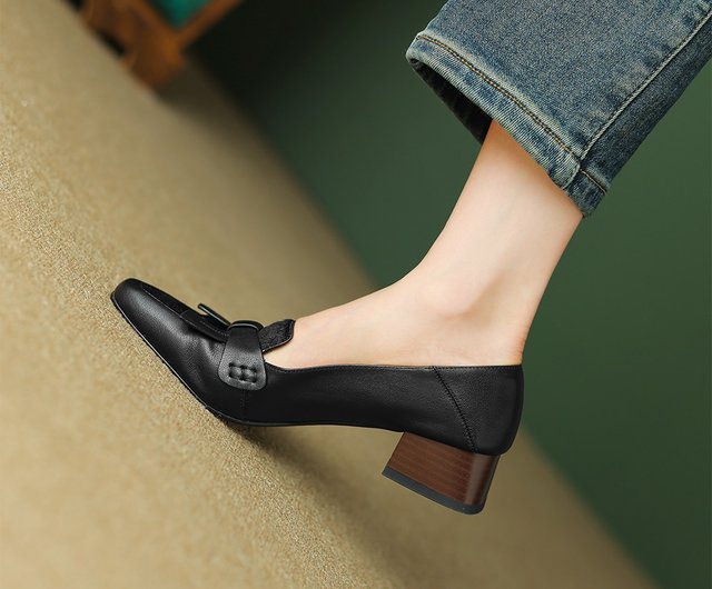 Womens mid heel outlet loafers