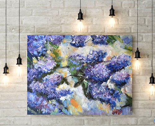 奥利弗卡纳特 Lilac Painting Floral Original Art Lilac Flower Artwork