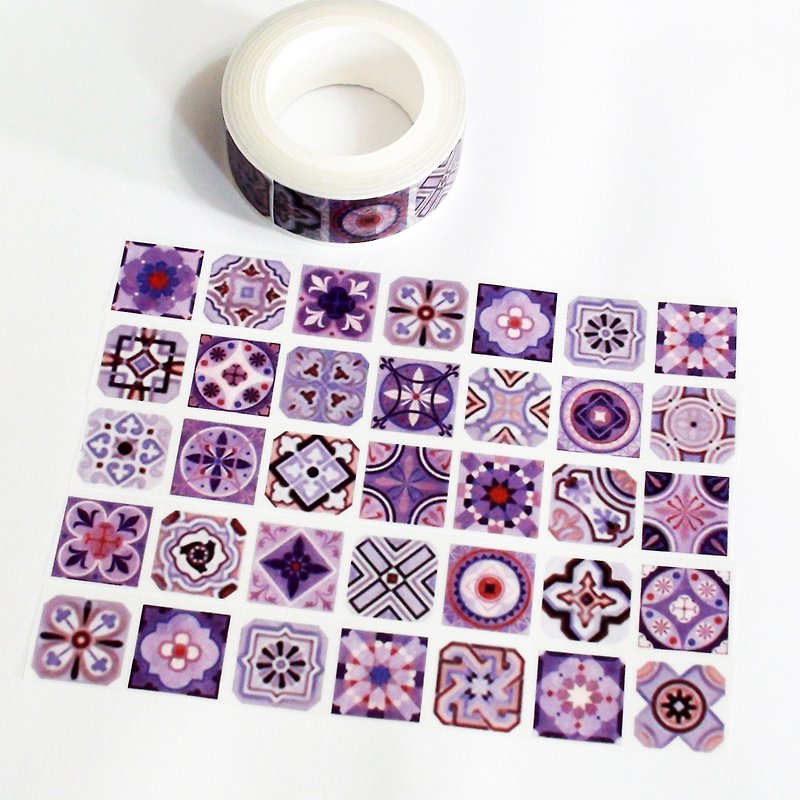 Masking Tape Geometric Purple Tiles