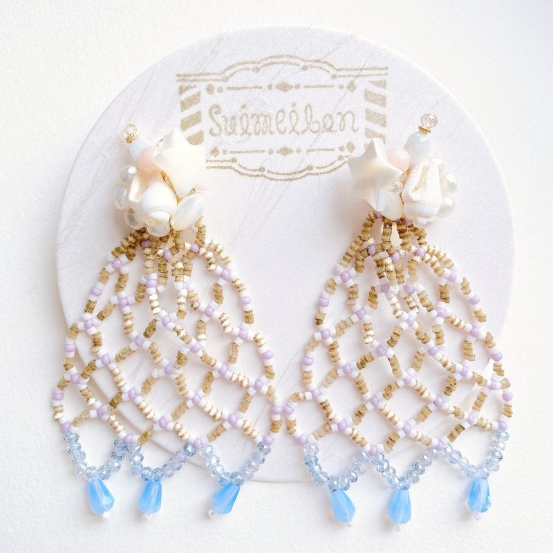 lacy beads earrings - ต่างหู - แก้ว สึชมพู