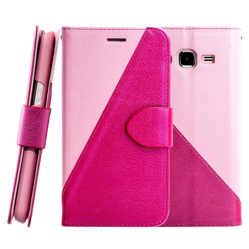 CASE SHOP Samsung Galaxy J5 special standing side flip leather case - pink (4716779655346) - เคส/ซองมือถือ - วัสดุอื่นๆ สึชมพู